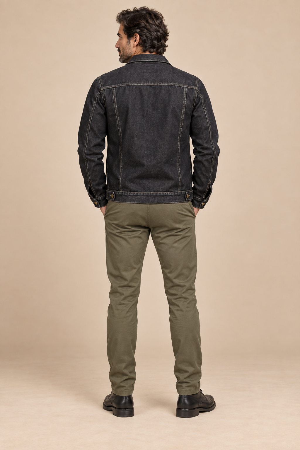 Men’s Classic Cotton Denim Jacket with Button Front and Chest Pockets
