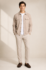 Men's Stretch Twill Overshirt with Chest Pockets