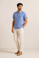 Men's Striped Polo Shirt with Short Sleeves