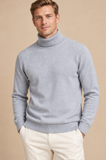 Men’s Fine Knit Roll-Neck Jumper with Long Sleeves