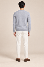 Men’s Fine Knit V-Neck Jumper with Ribbed Trims