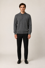 Men's Long Sleeve Knitted Polo Shirt