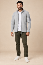 Men’s Full-Zip Fleece Jacket with Stand Collar and Zip Pockets