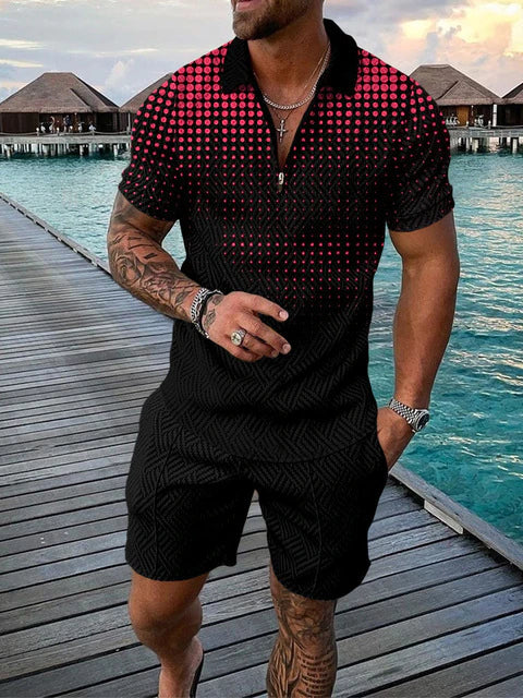 Lightweight summer and leisure set – Polo shirt and shorts set for men
