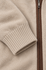 Men’s 100% Cashmere Full-Zip Hoodie with Contrast Trim