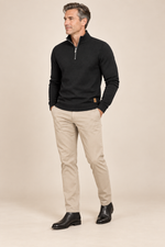 Men’s Fine Knit Half-Zip Jumper with Stand Collar