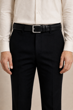Men's Formal Belt with Metal Buckle and Tapered Tip