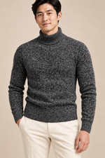 Men’s Textured Knit Roll-Neck Jumper