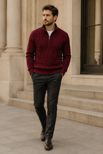 Men's Cable Knit Half Zip Jumper