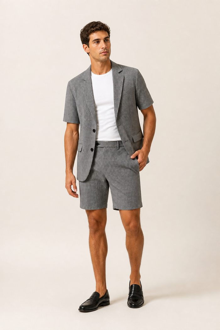 Men's Co-ord Set with Short Sleeve Blazer and Shorts