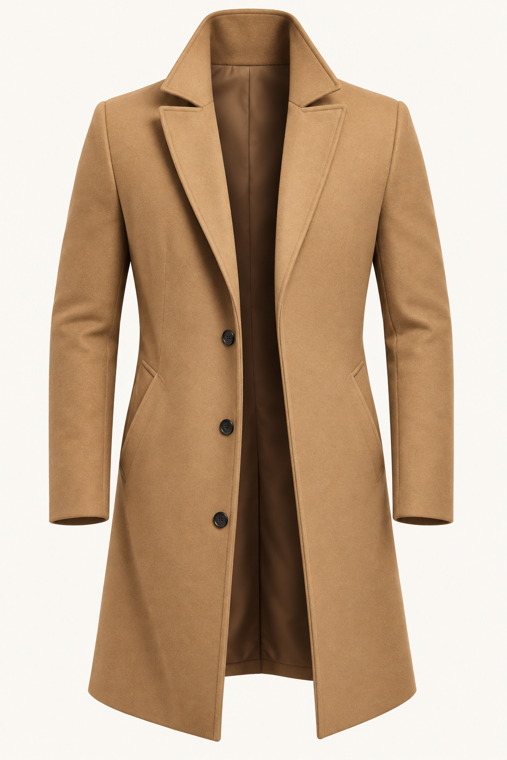 Men's Single-Breasted Overcoat with Notch Lapels