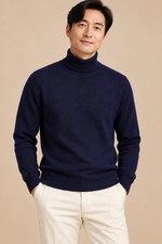 Men’s Fine Knit Roll-Neck Jumper with Long Sleeves