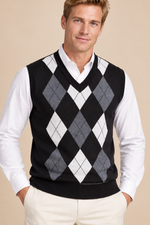 Men’s Argyle Knit V-Neck Tank Top