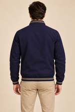 Men’s Fleece-Lined Zip-Up Bomber Jacket with Stand Collar