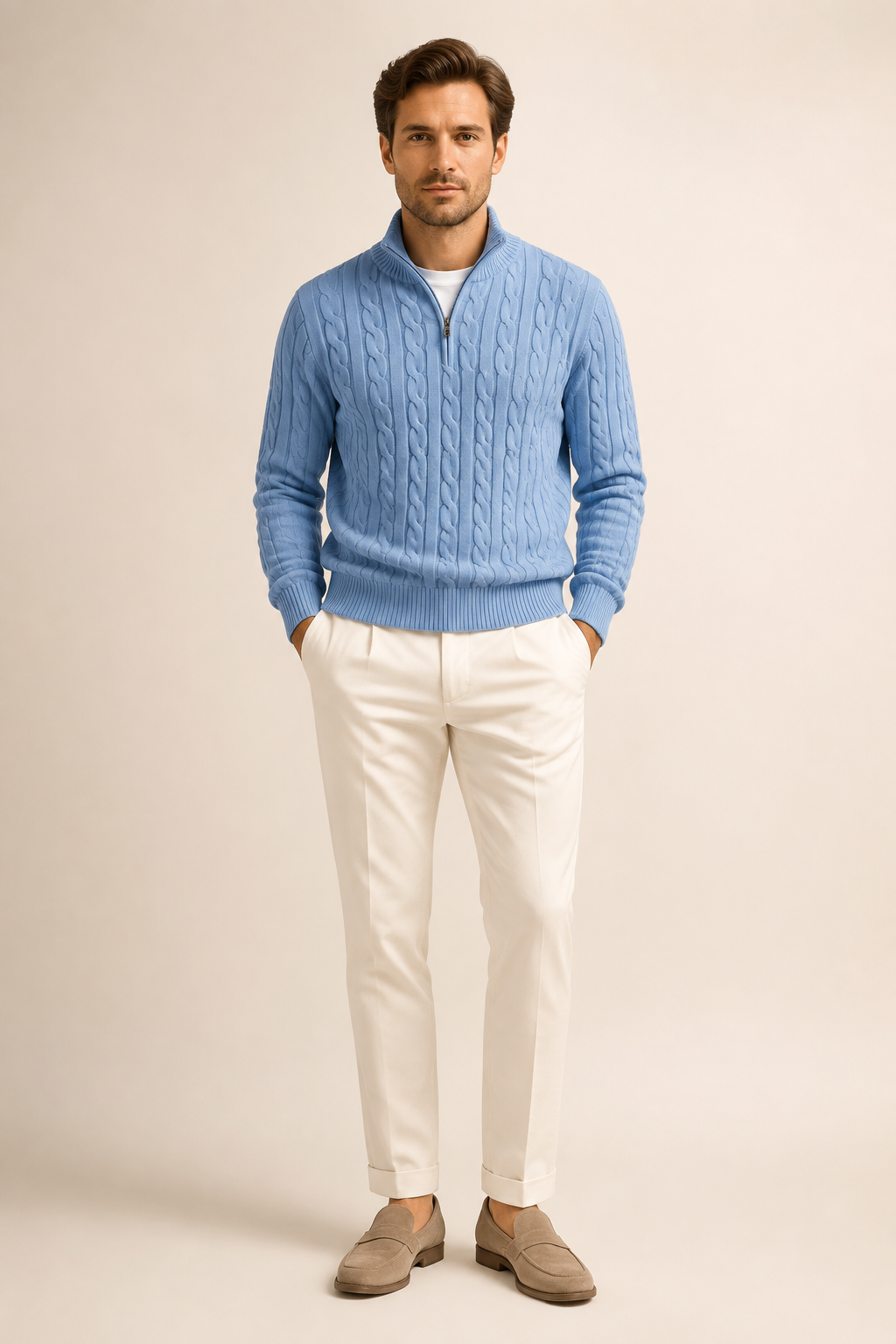 Men's Cable Knit Half Zip Jumper