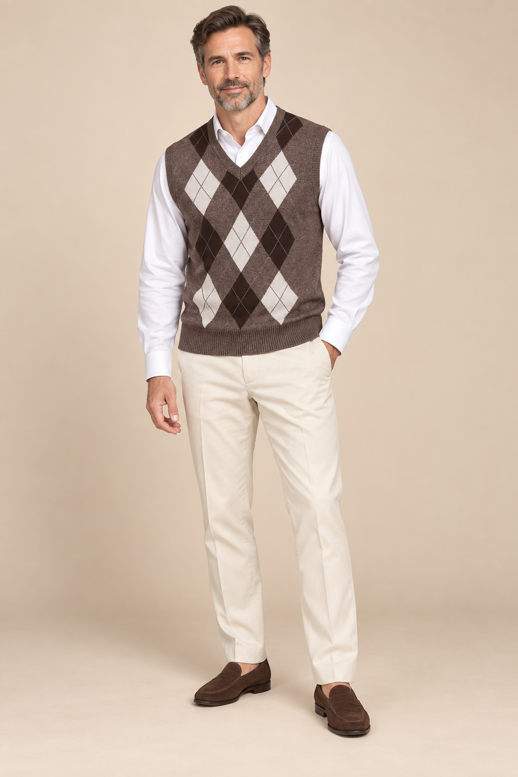 Men’s Argyle Knit V-Neck Tank Top