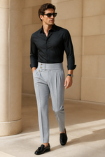 Men's Slim Fit Tailored Trousers with High Waist