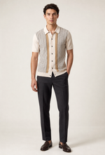 Men's Short Sleeve Striped Shirt with Button Front