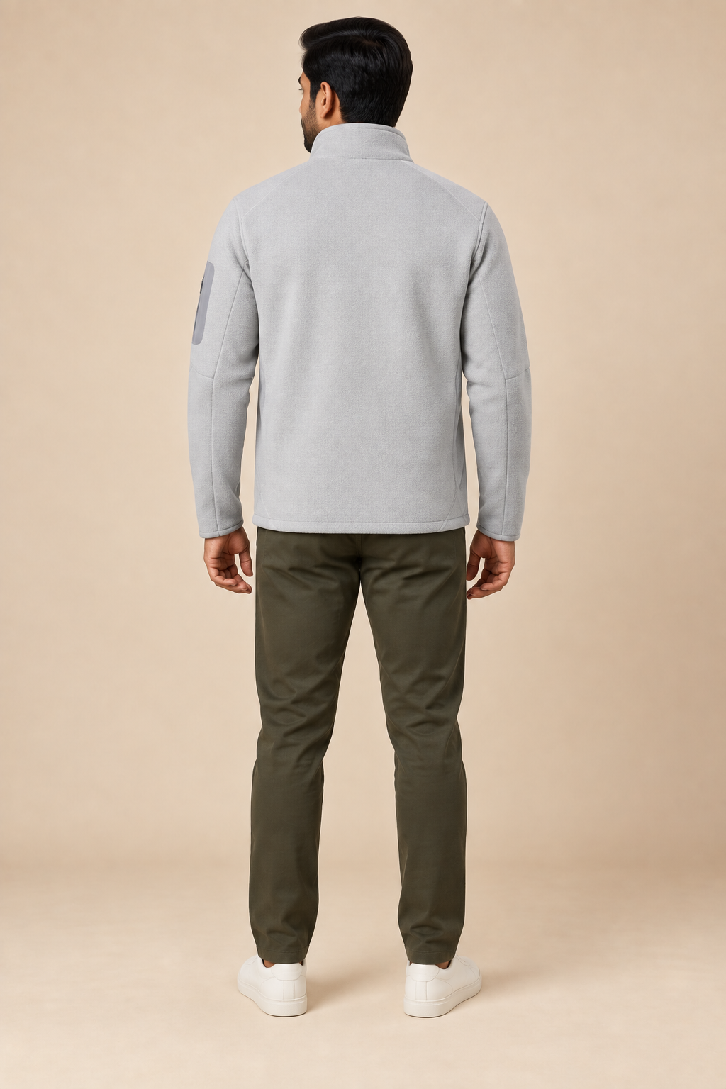 Men’s Full-Zip Fleece Jacket with Stand Collar and Zip Pockets