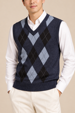 Men’s Argyle Knit V-Neck Tank Top