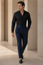 Men's Slim Fit Tailored Trousers with High Waist