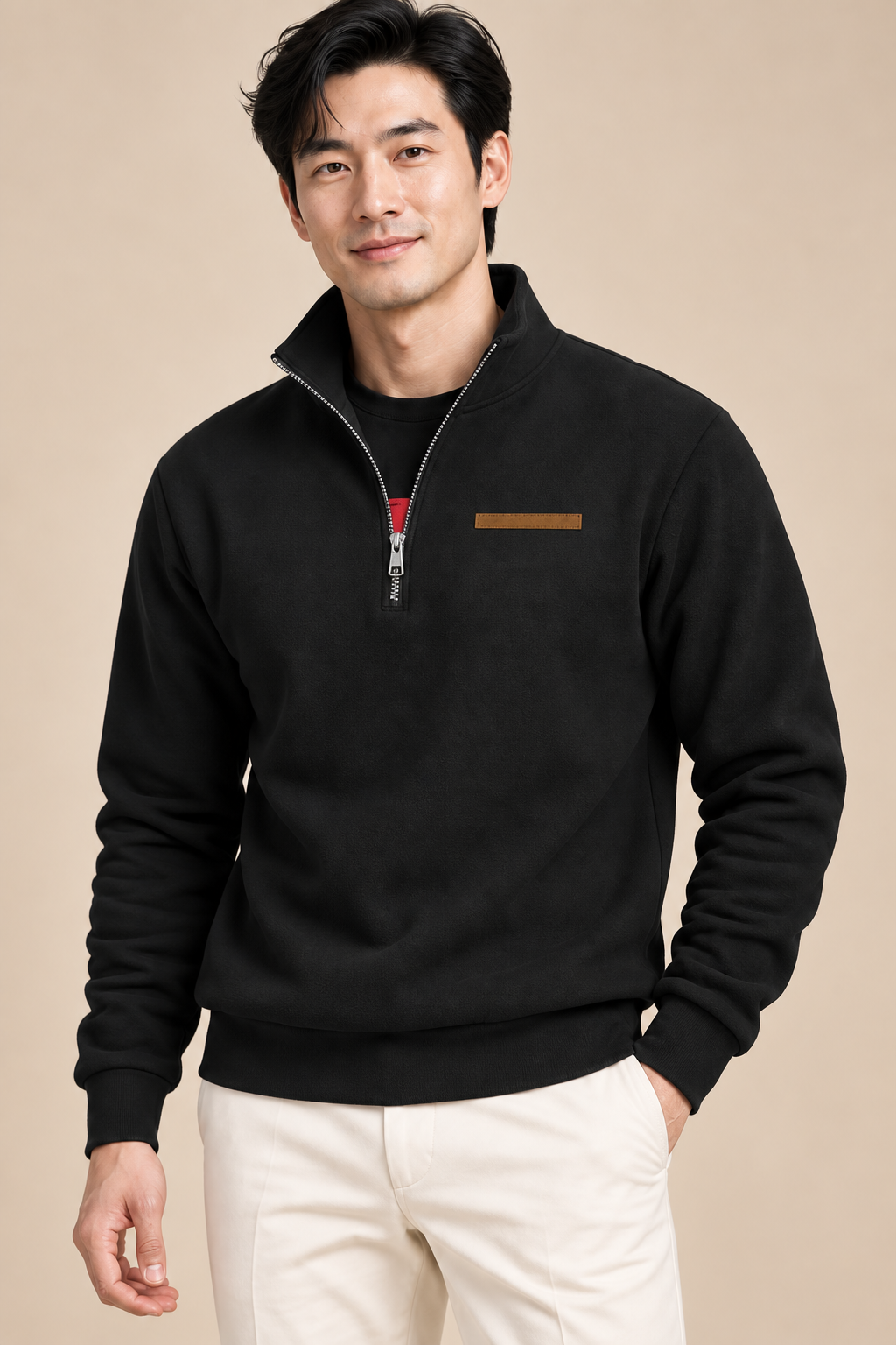 Men’s Half-Zip Sweatshirt with Stand Collar