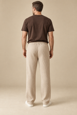 Men’s Waffle-Knit Wide-Leg Trousers with Drawstring Waist
