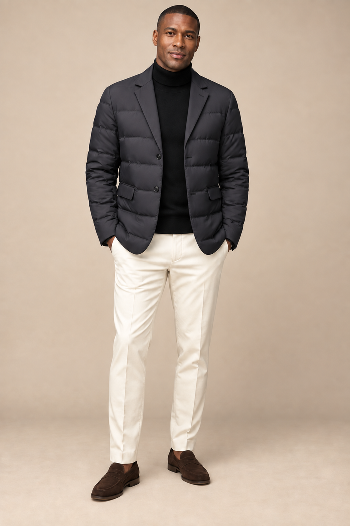 Men’s Padded Blazer Jacket with Notched Lapels
