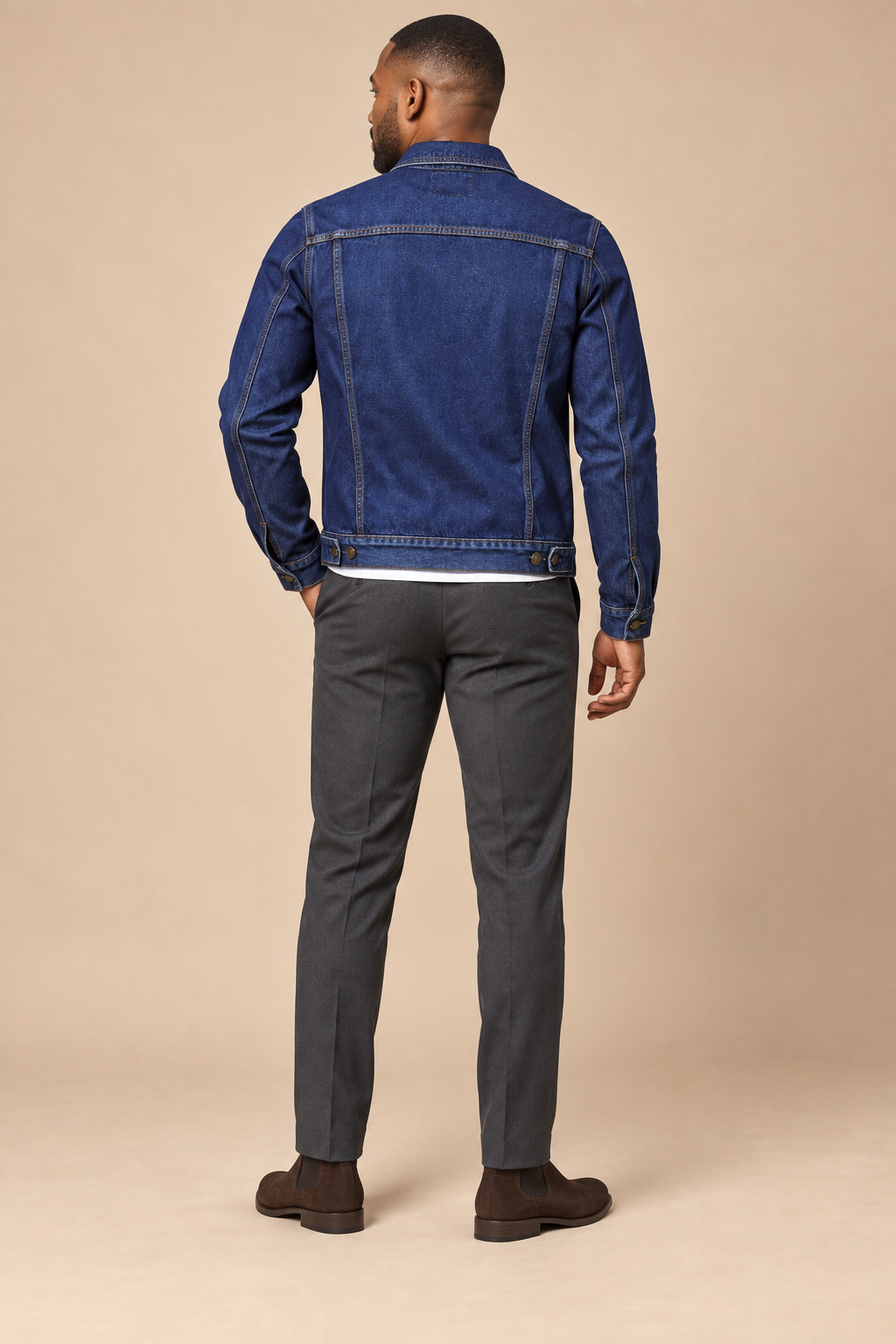 Men’s Classic Cotton Denim Jacket with Button Front and Chest Pockets