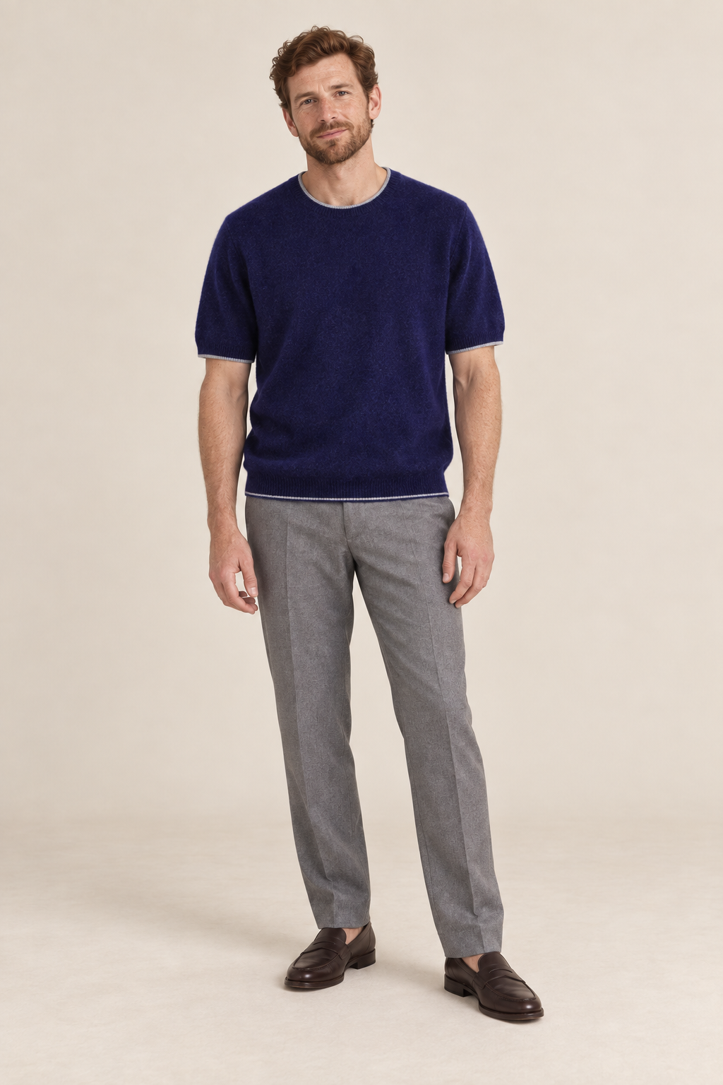Men’s 100% Pure Wool Short-Sleeve Crew-Neck Jumper