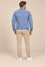 Men’s Classic Cotton Denim Jacket with Button Front and Chest Pockets