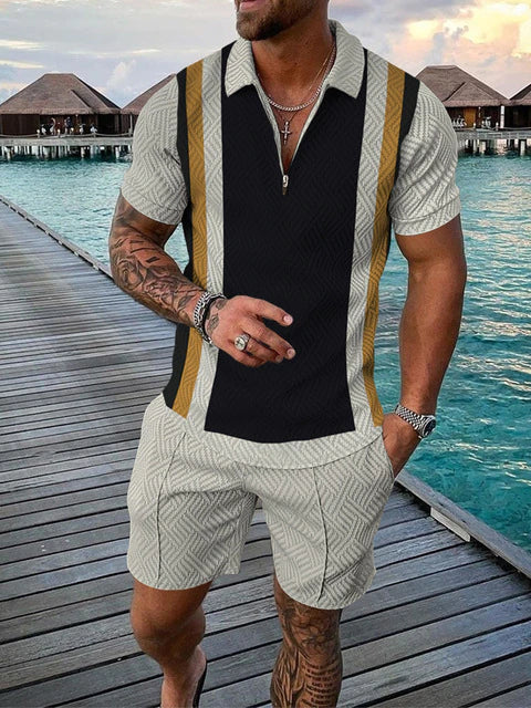 Lightweight summer and leisure set – Polo shirt and shorts set for men