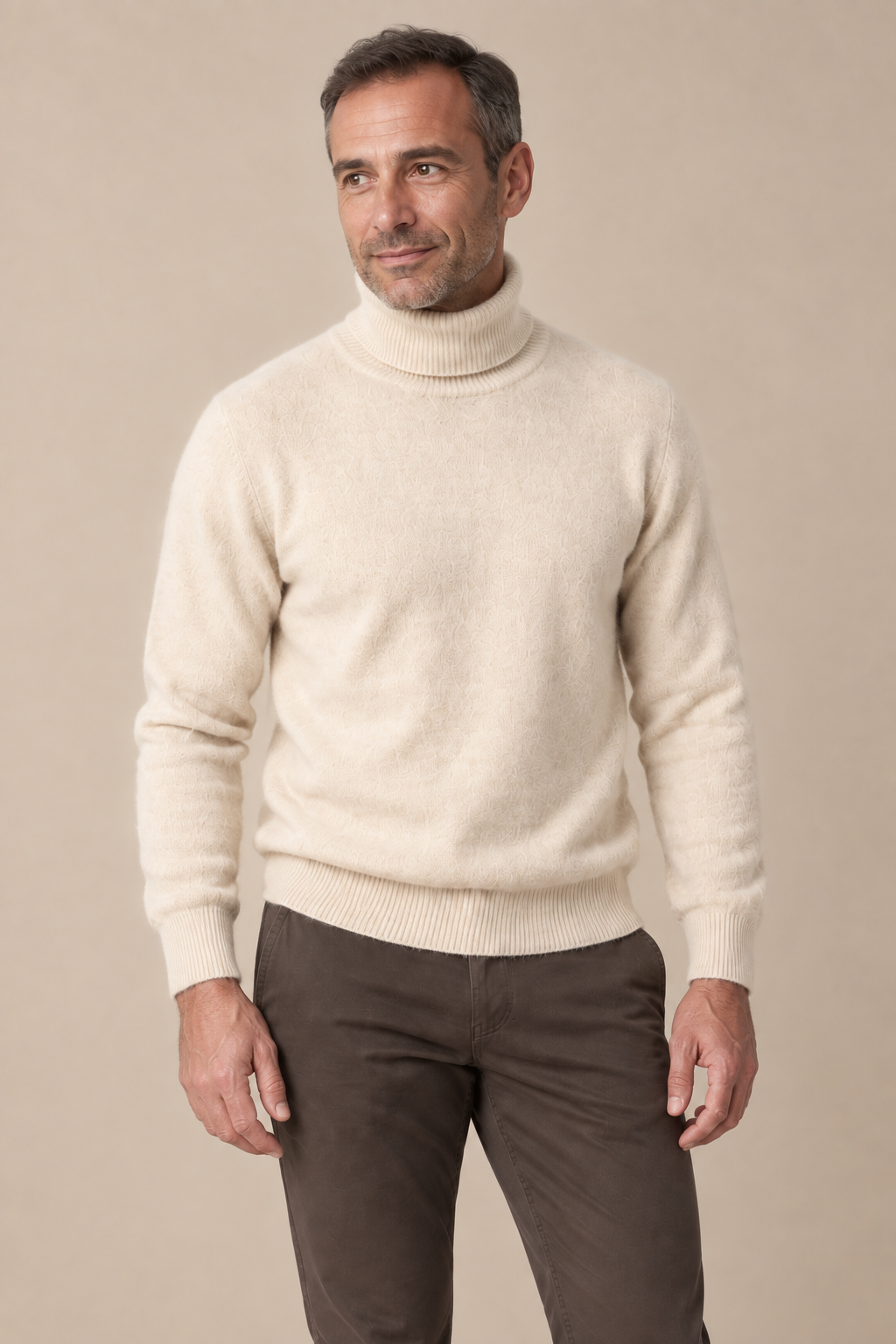 Men’s 100% Mink Cashmere Turtleneck Jumper