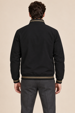 Men’s Fleece-Lined Zip-Up Bomber Jacket with Stand Collar
