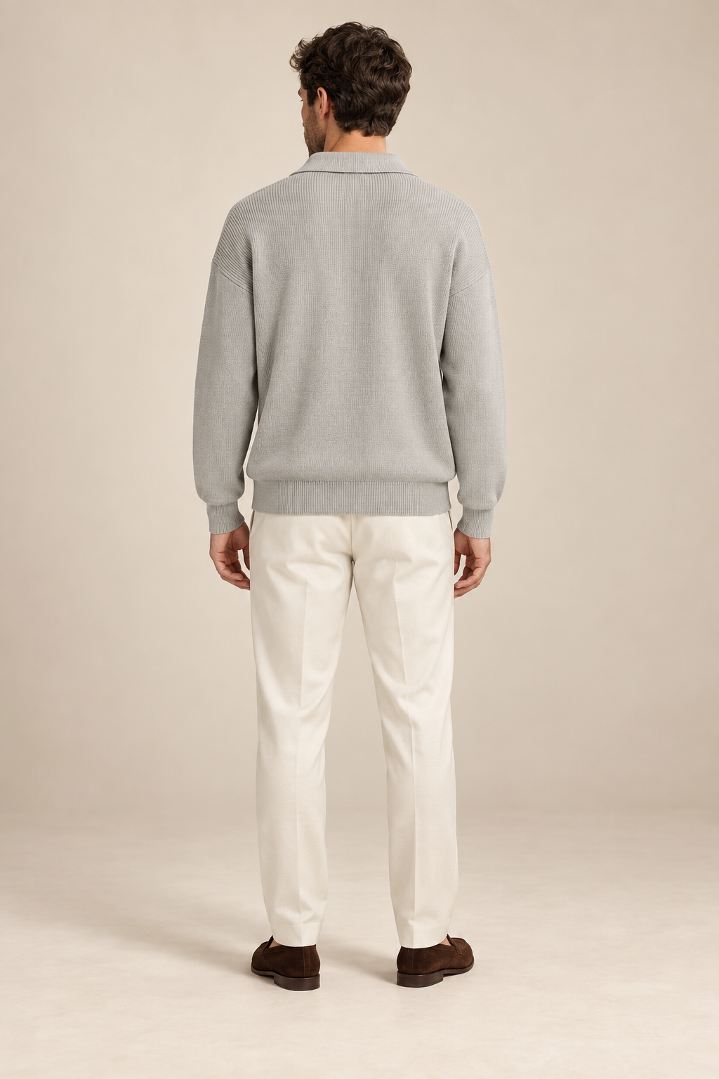 Men’s Half-Zip Knit Jumper with Polo Collar