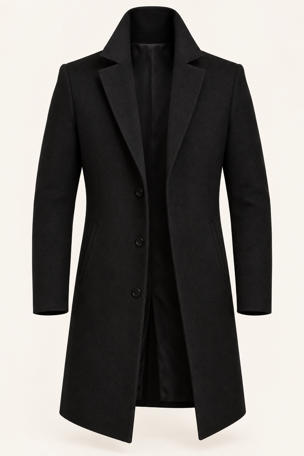 Men's Single-Breasted Overcoat with Notch Lapels