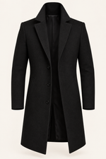 Men's Single-Breasted Overcoat with Notch Lapels