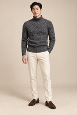 Men’s Textured Knit Roll-Neck Jumper