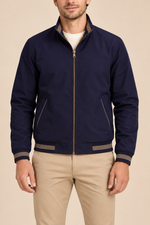 Men’s Fleece-Lined Zip-Up Bomber Jacket with Stand Collar
