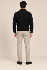 Men’s 100% Cashmere Half-Zip Jumper with Contrast Trim