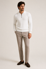Men's Ribbed Half Zip Jumper with Polo Collar