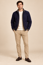 Men’s Fleece-Lined Zip-Up Bomber Jacket with Stand Collar
