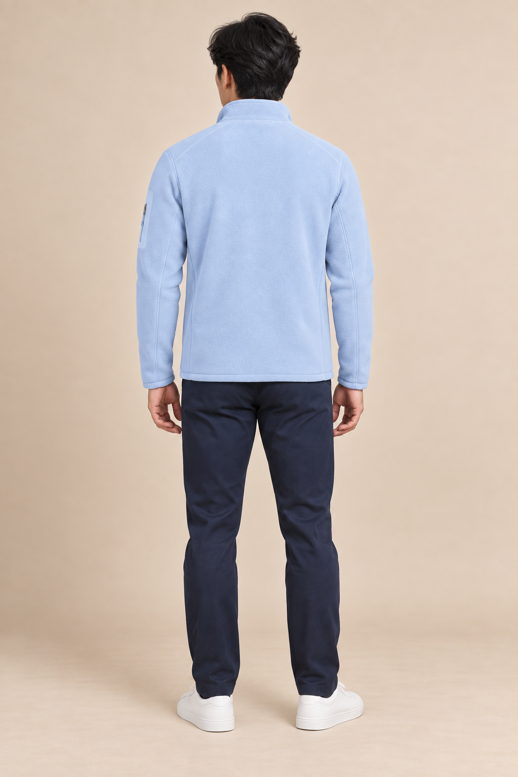 Men’s Full-Zip Fleece Jacket with Stand Collar and Zip Pockets
