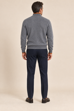 Men’s 100% Cashmere Half-Zip Jumper with Contrast Trim