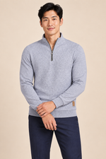 Men’s Fine Knit Half-Zip Jumper with Stand Collar