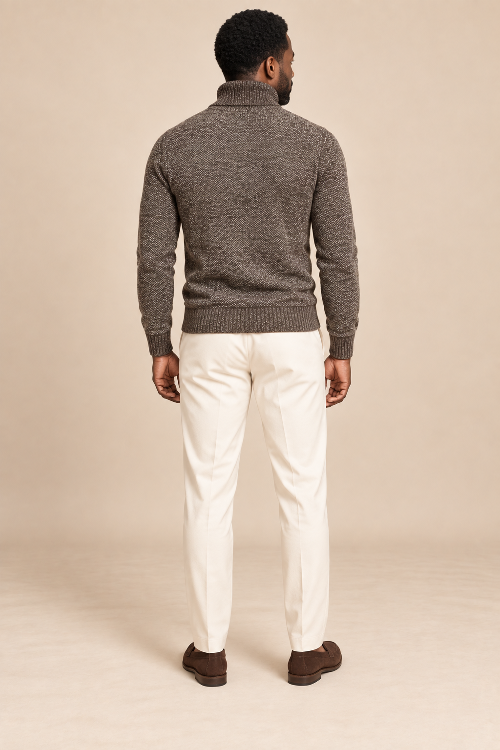 Men’s Textured Knit Roll-Neck Jumper