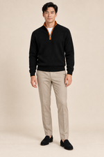 Men’s 100% Cashmere Half-Zip Jumper with Contrast Trim