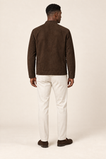 Men’s Suede-Look Zip-Up Jacket with Stand Collar