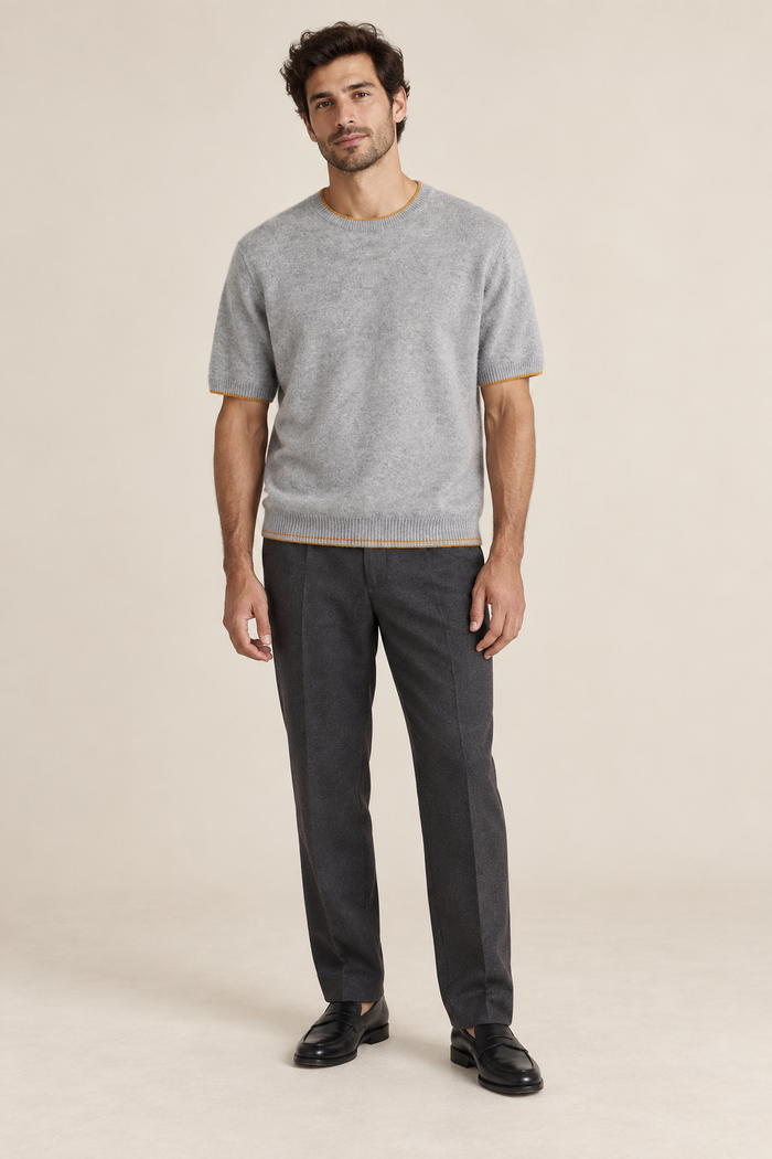 Men’s 100% Pure Wool Short-Sleeve Crew-Neck Jumper