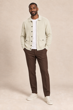 Men’s 100% Cashmere Knitted Cardigan with Turn-Down Collar